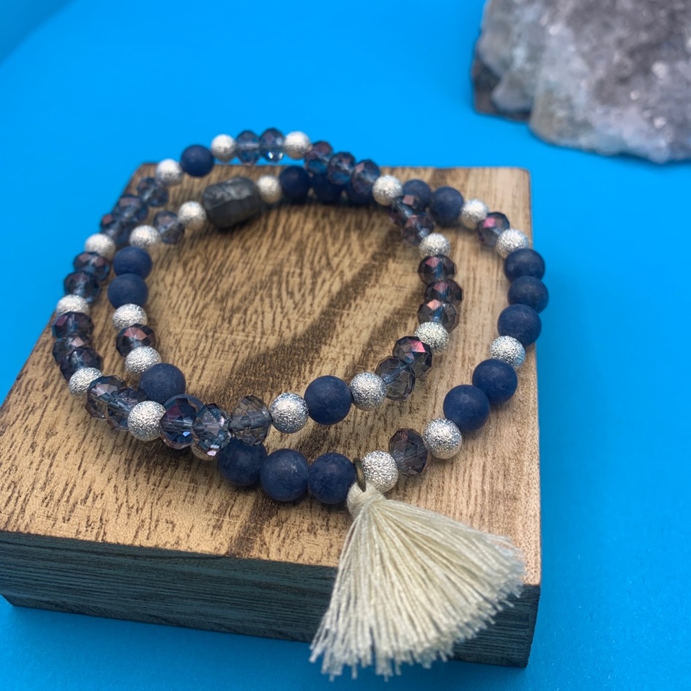 Navy Blue Buddha Head Set Bracelets